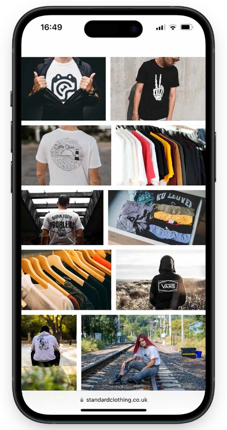 Standard Clothing Mobile Website Homepage Gallery