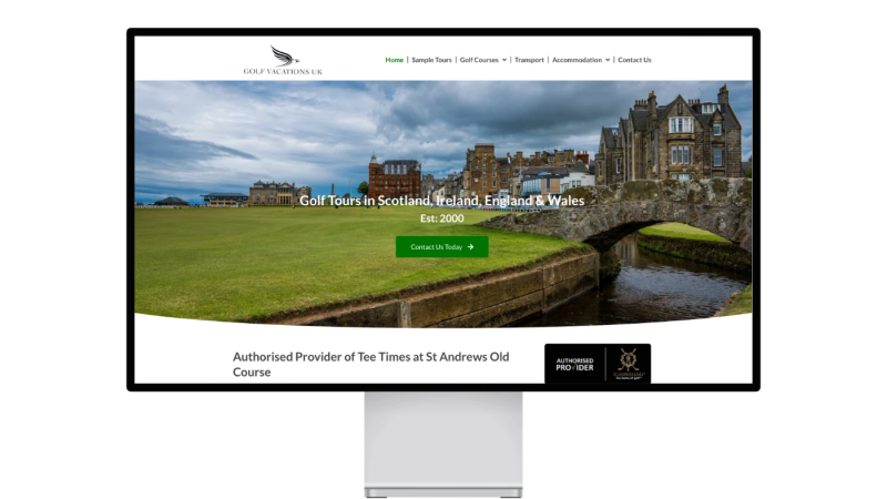 Golf vacations UK Website Homepage Hero