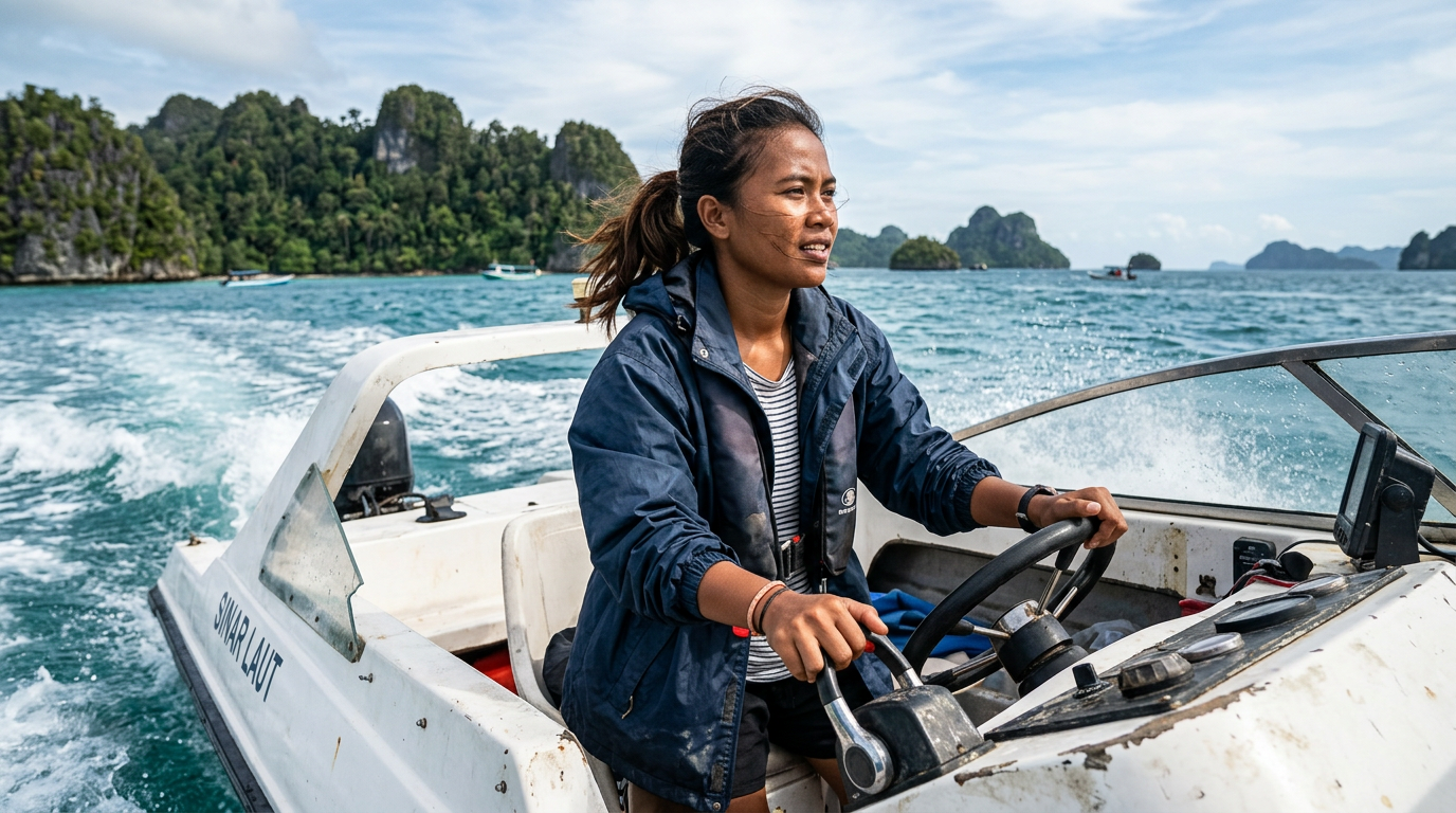 Kisah Viral Wanita Nekat Bawa Speedboat di Lautan Indonesia, Netizen Heboh!