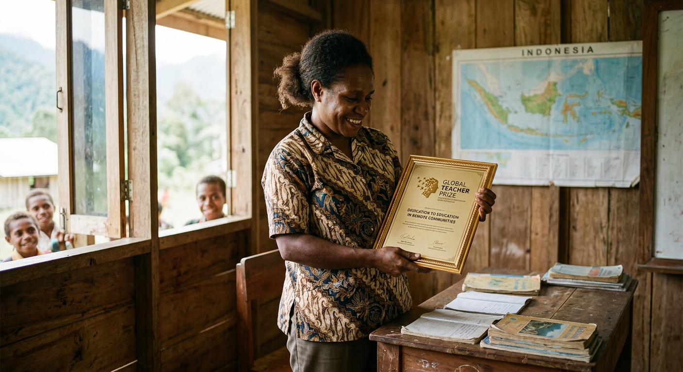 Viral Kisah Guru Honorer di Papua Raih Penghargaan Internasional Hari Ini