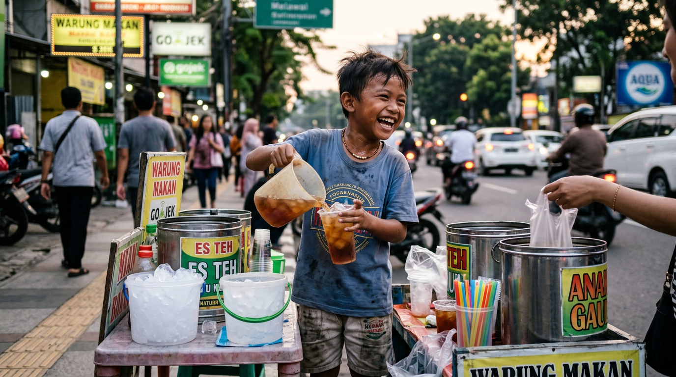 Bocah Penjual Es Teh Lucu Viral di Jaksel