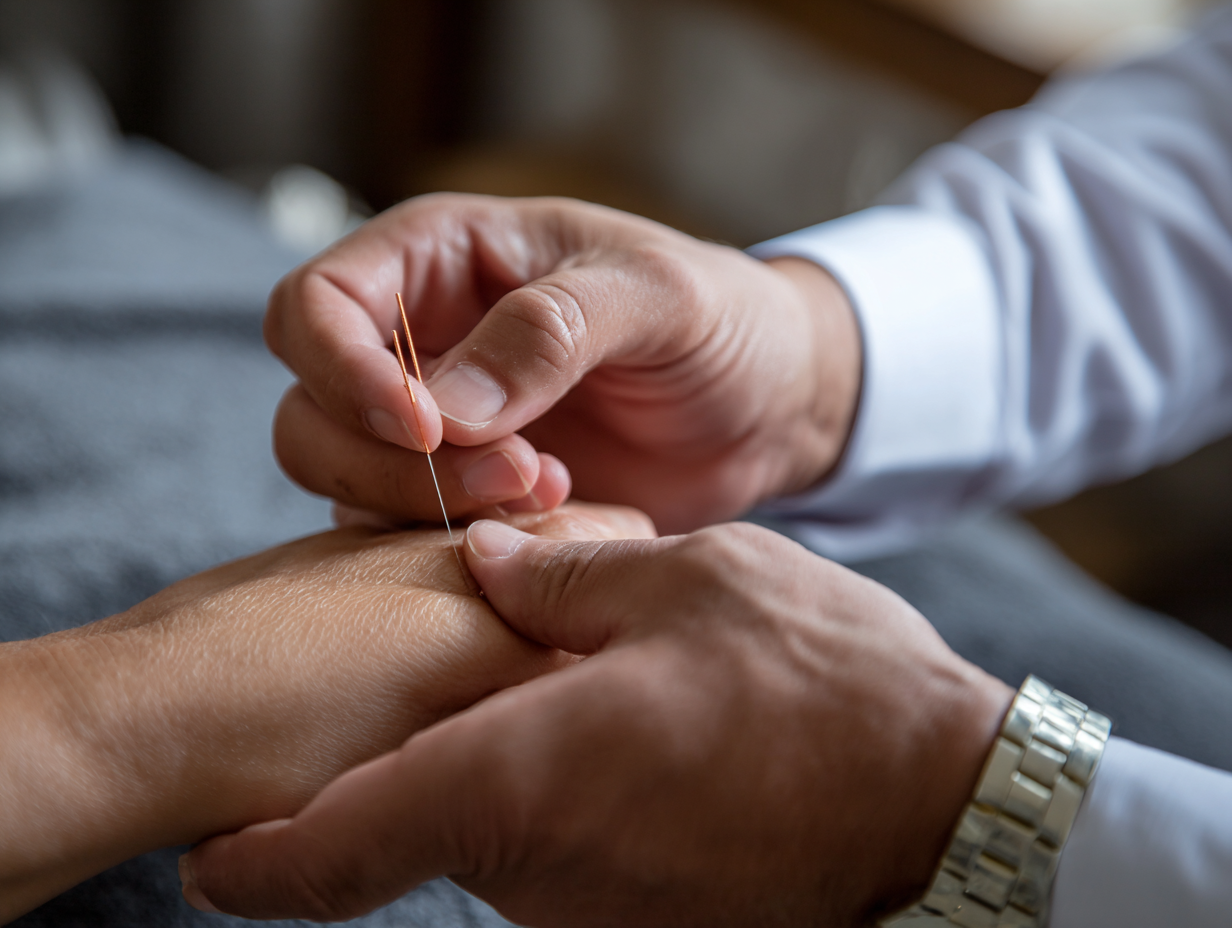 Acupuncture on hand