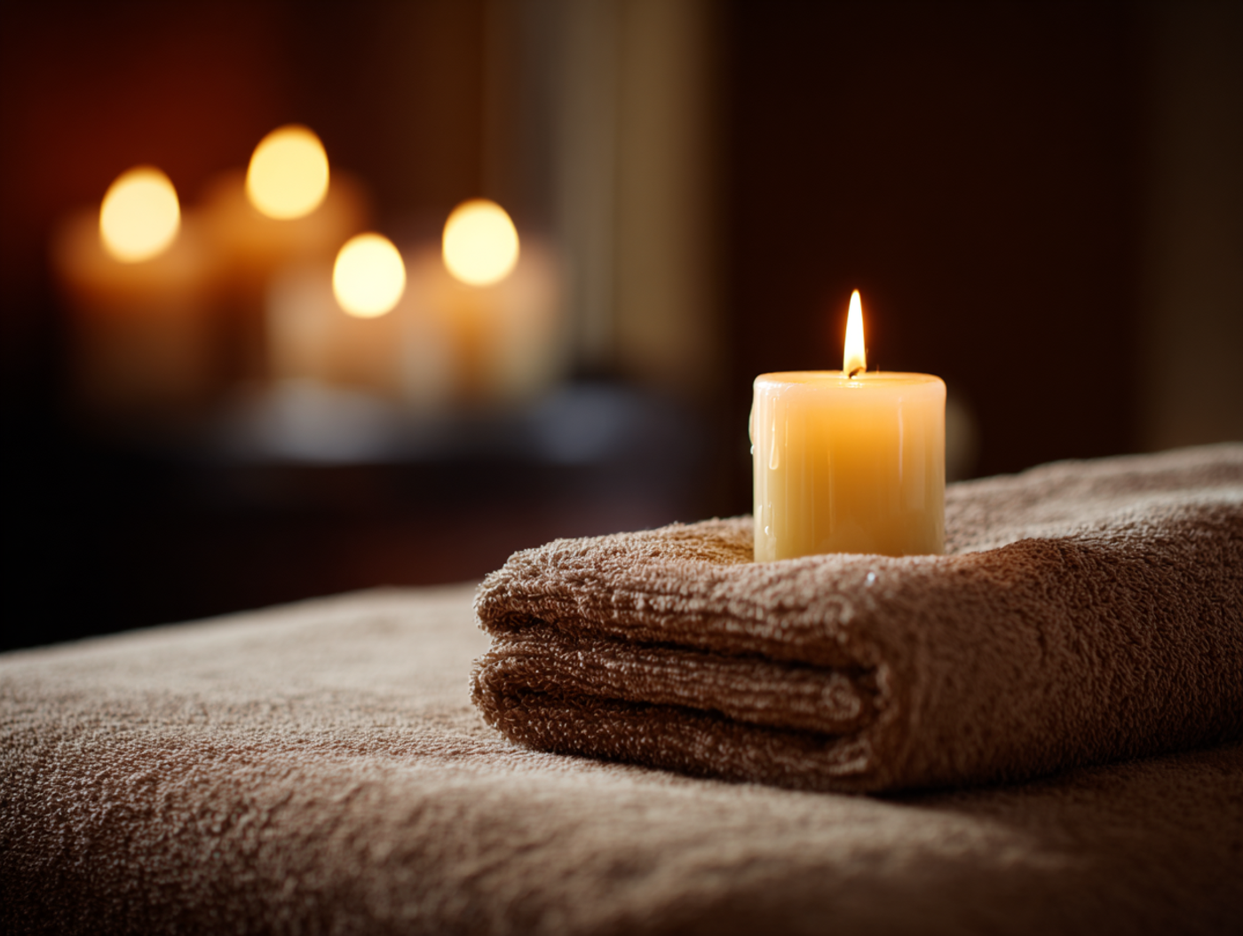 Photo of candlelit massage room