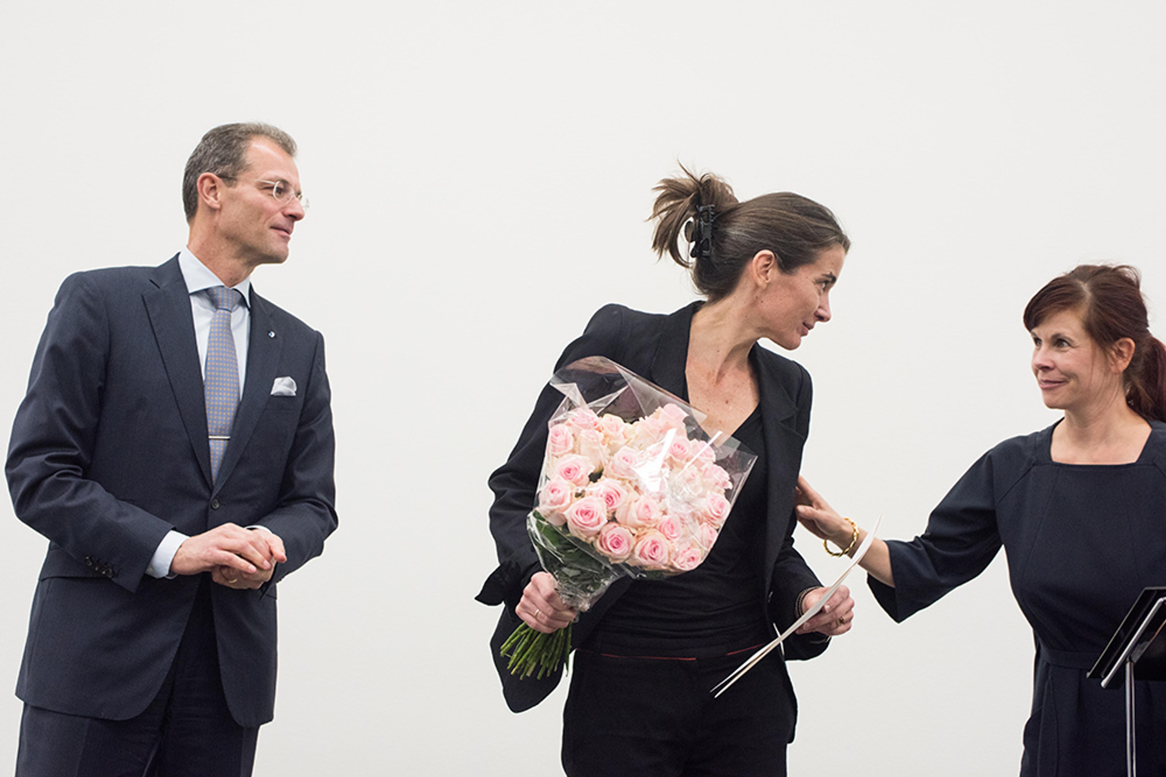 Award Ceremony: Reto Wyss, Katja Schenker, Fanni Fetzer / Photo credit: Swiss Performance Art Award 2015