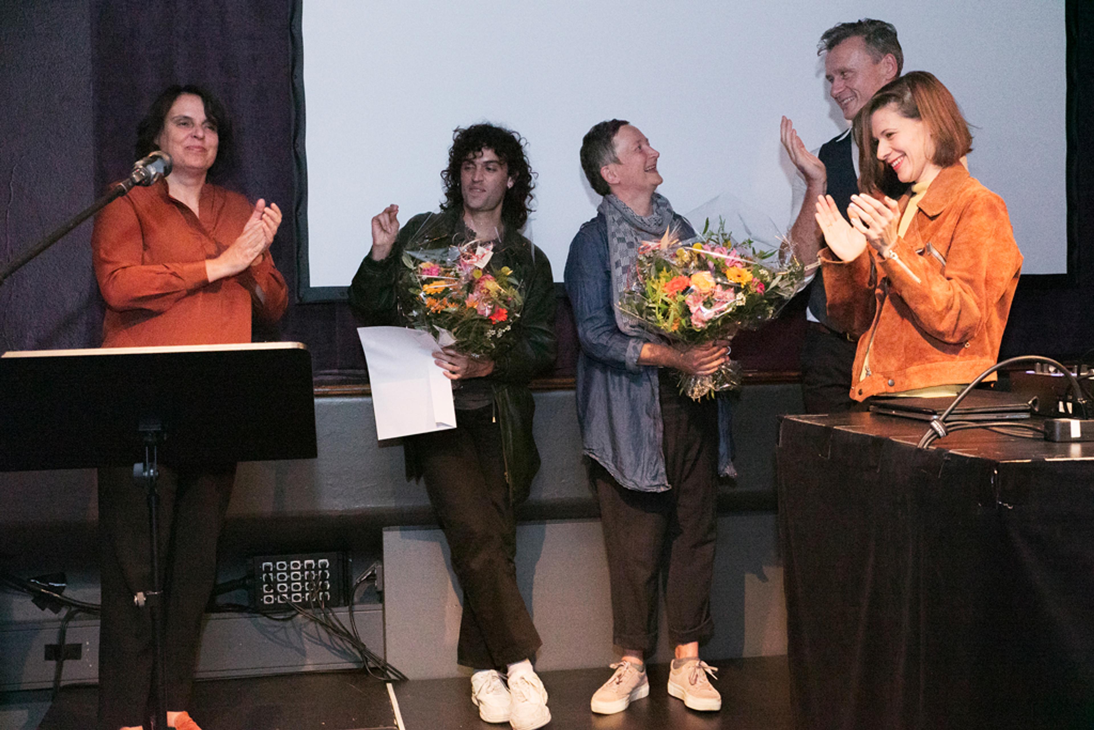 Elisabeth Ackermann, PRICE (Mathias Ringgenberg), Judith Huber, Yan Duyvendack, Sophie Jung / Photo credit: Emmanuelle Bayart, Swiss Performance Art Award 2018