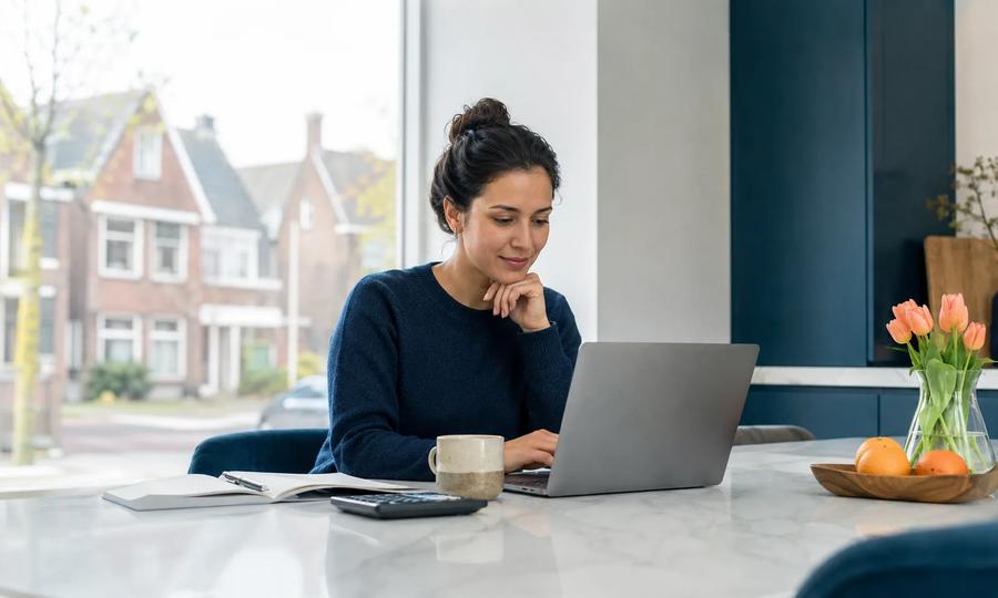 Person budgeting monthly expenses for life in the Netherlands