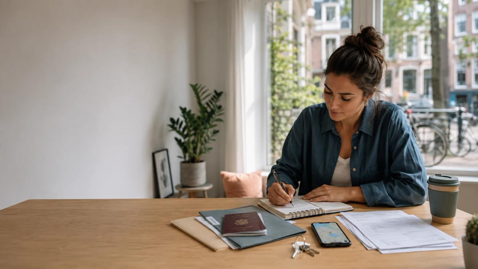 Newcomer in the Netherlands organizing documents, checklist, and essentials after arrival