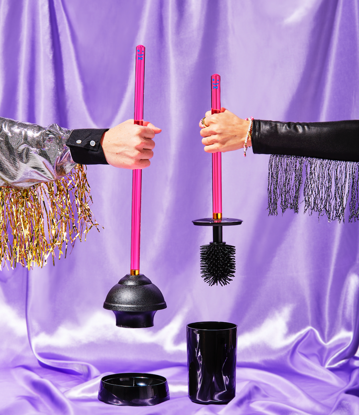 Pink Plunger with Pink Toilet Brush