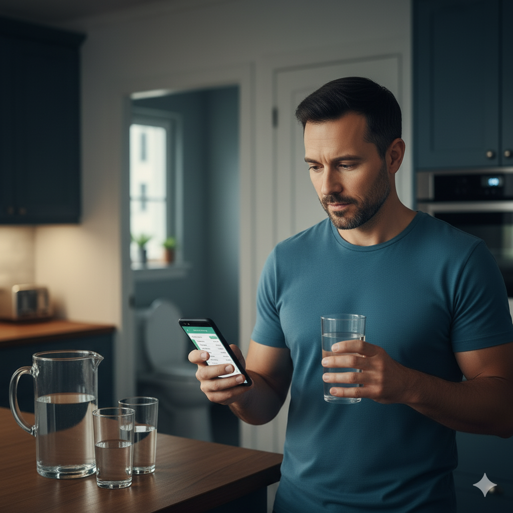 Man with a lot of drinks