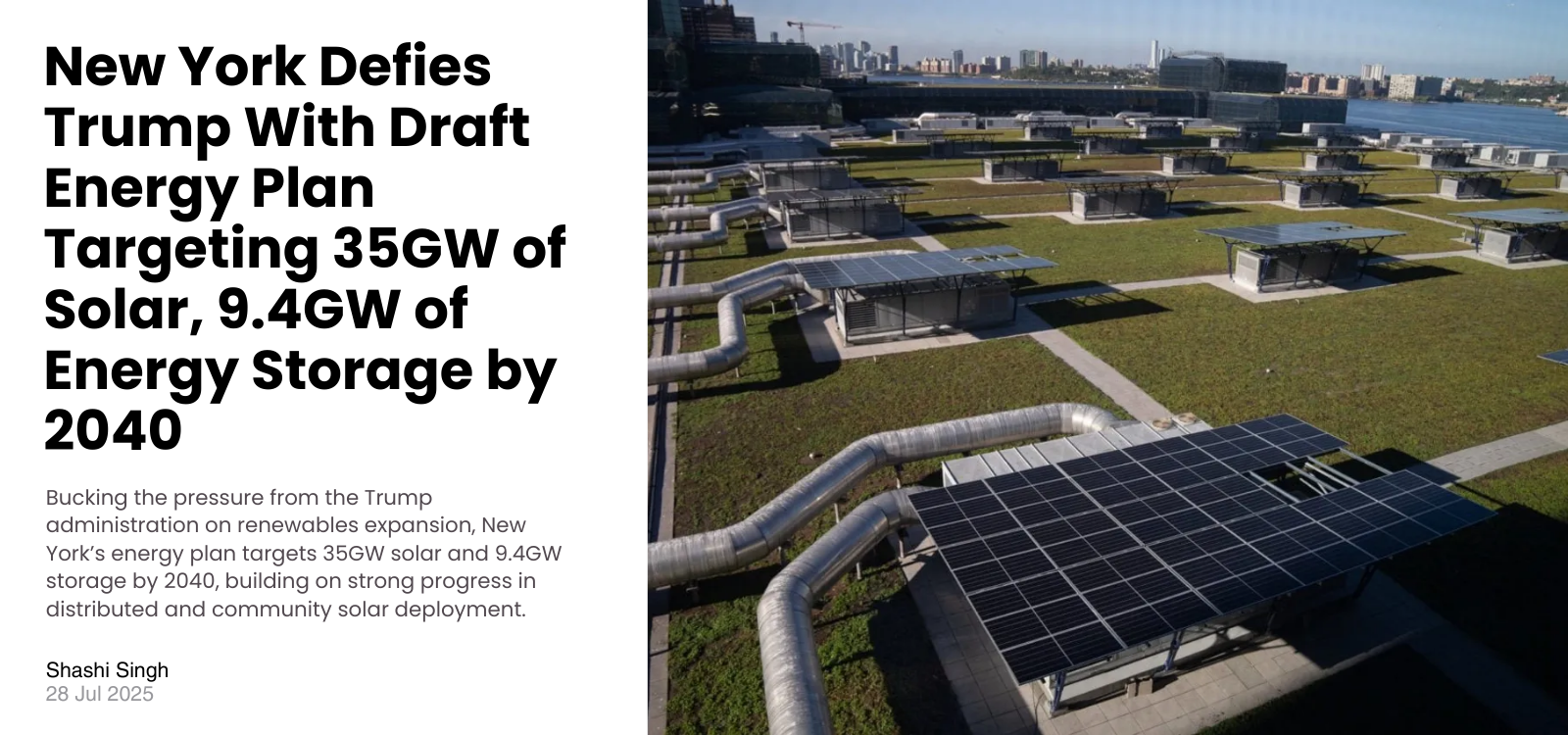New York Targets 35 GW Solar and 9.4 GW Storage by 2040