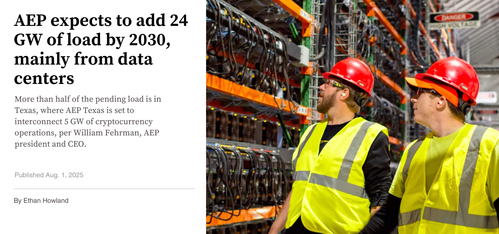 AEP expects to add 24 GW of load by 2030, mainly from data centers