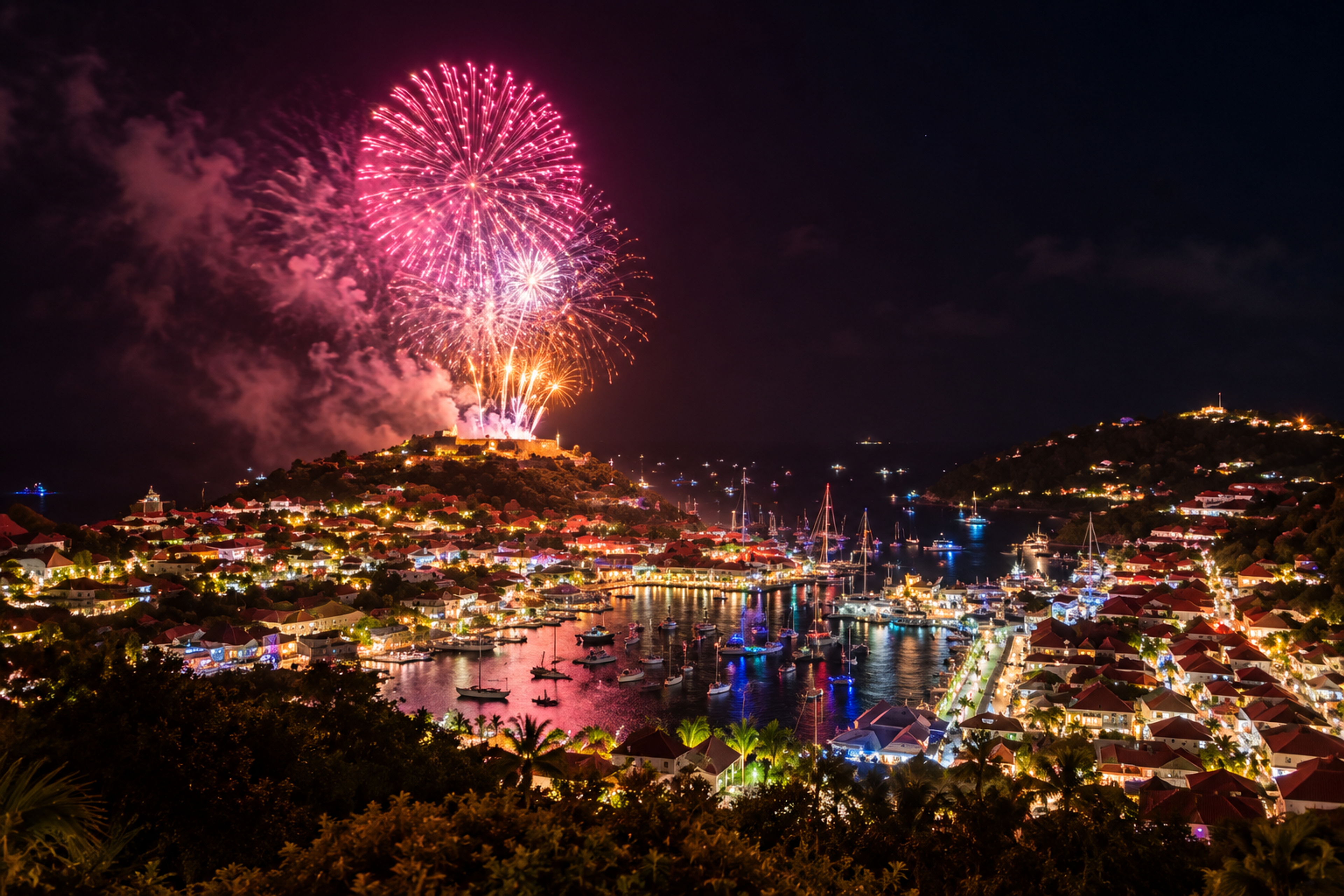 Réveillon du Nouvel An à Saint-Barth : yachts, dîners et feux d'artifice