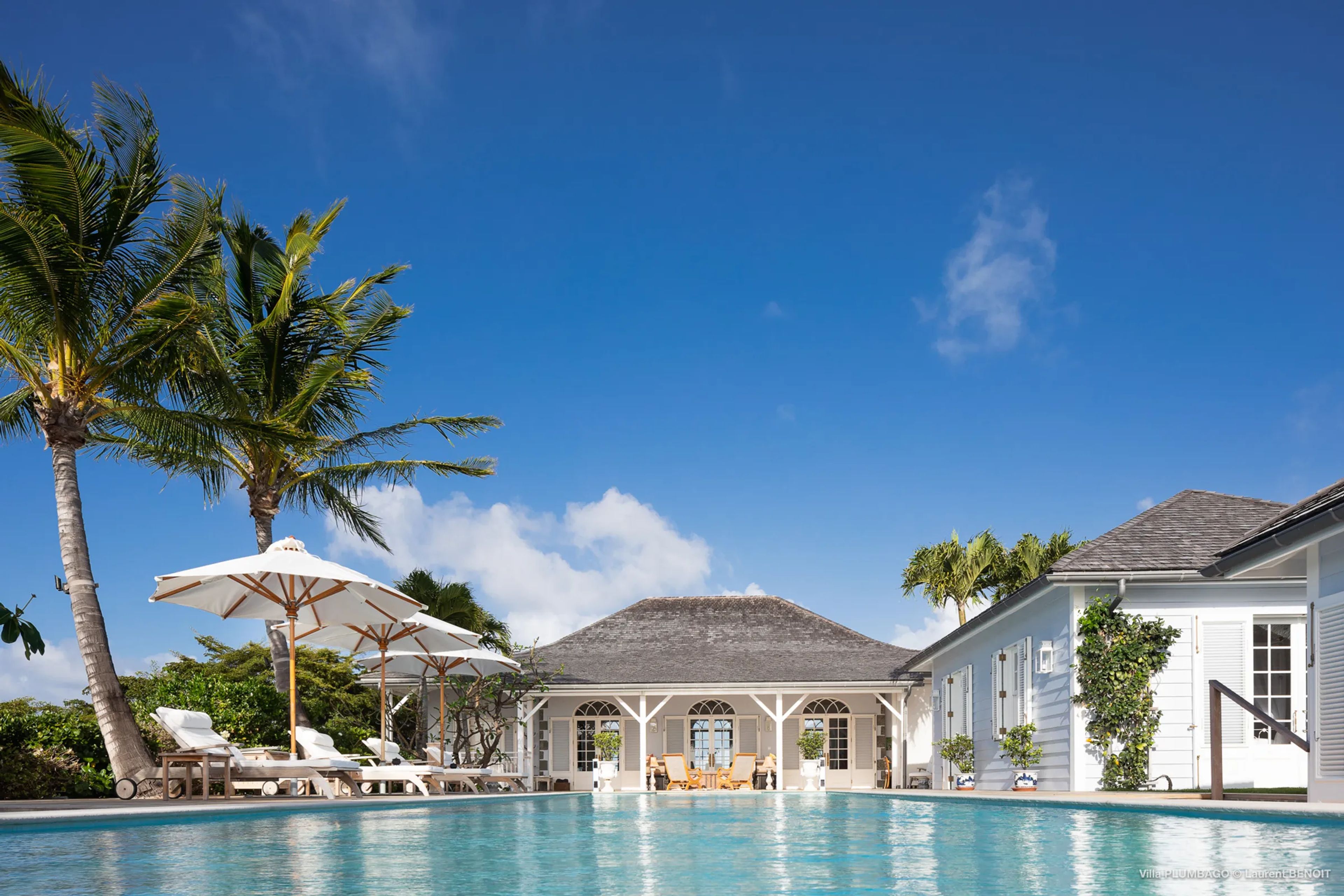 Main view of villa Plumbago in Colombier, St. Barts