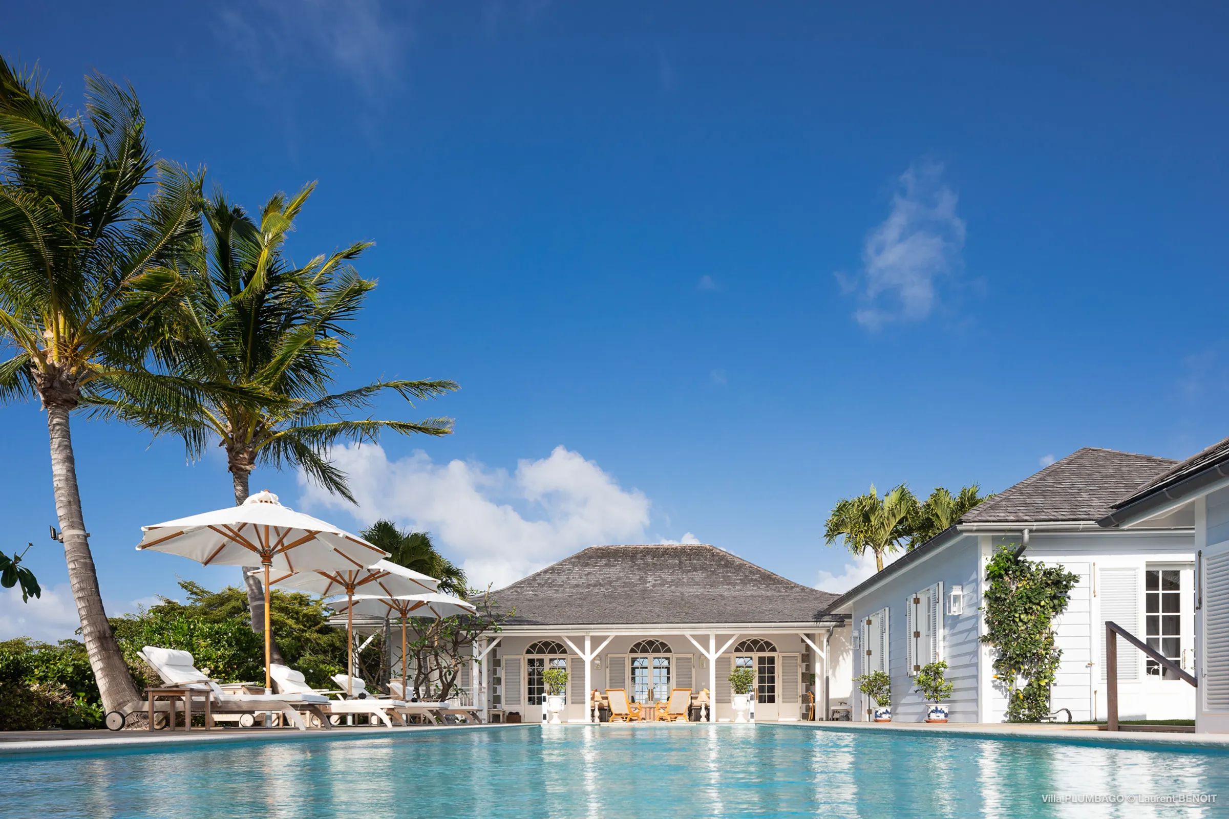 Main view of villa Plumbago in Colombier, St. Barts