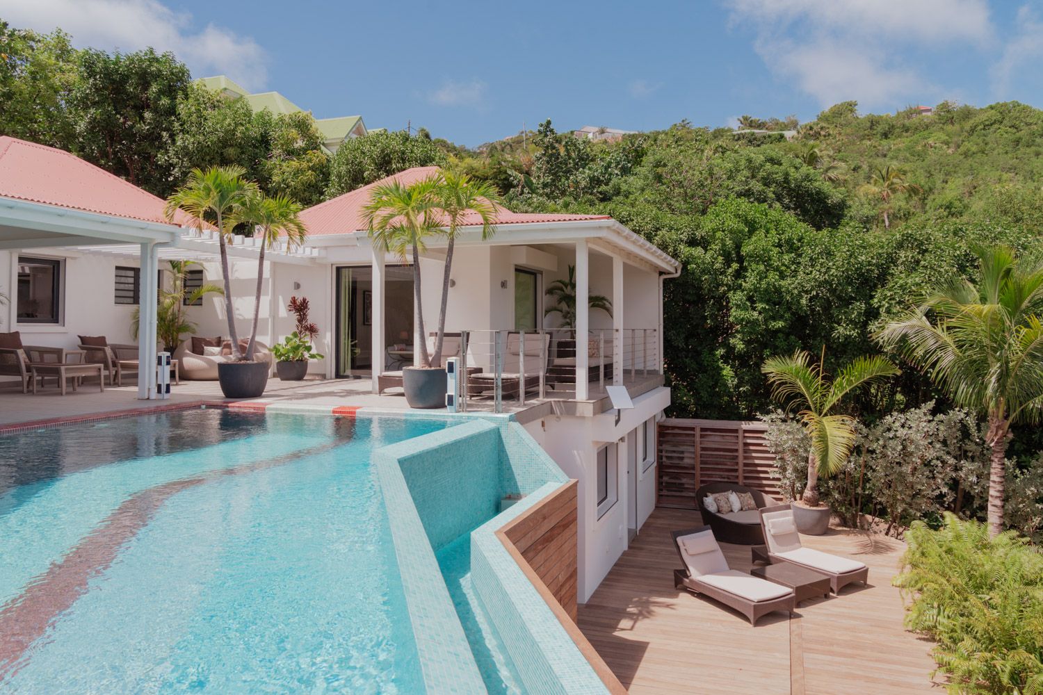 Main view of villa La Maison rouge in St Jean, St. Barts