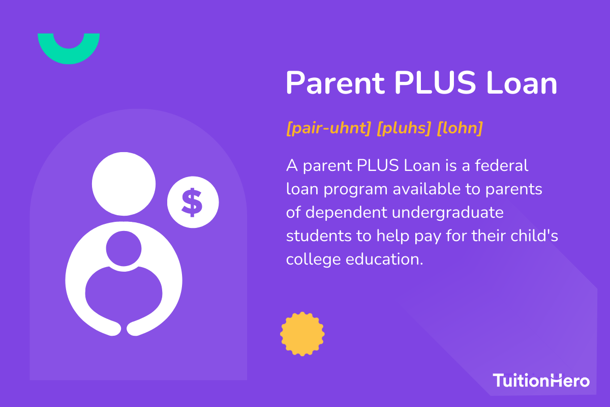 Parent PLUS Loan: A parent PLUS Loan is a federal loan program available to parents of dependent undergraduate students to help pay for their child's college education.