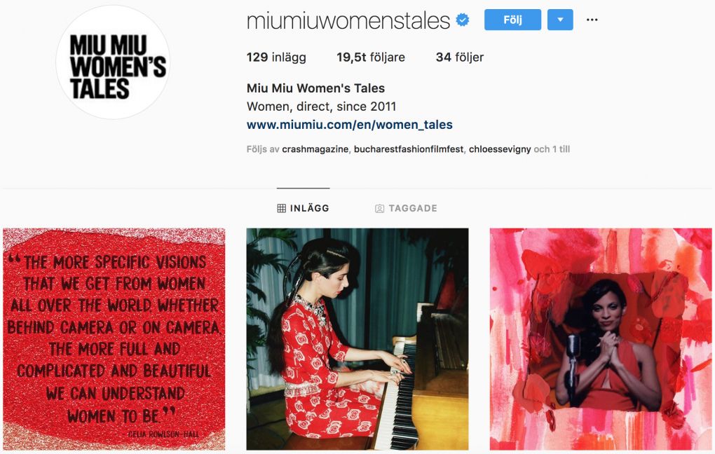 MIU MIU Women's Tales Instagram Page
