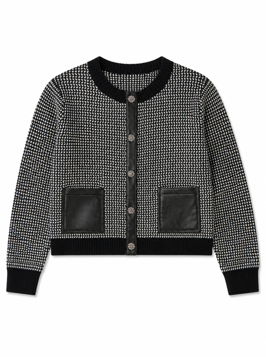 Stone Button Trim Cardigan
