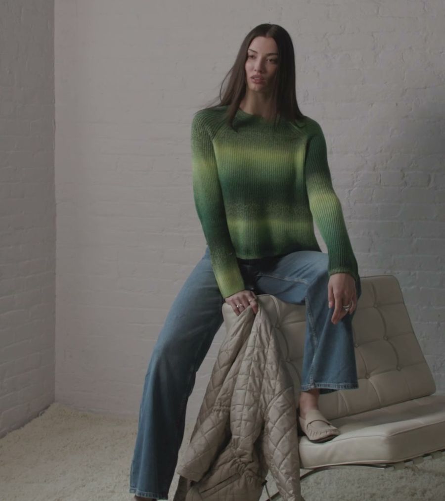 Space Dye Shaker Crew & Cinched Waist Puffer