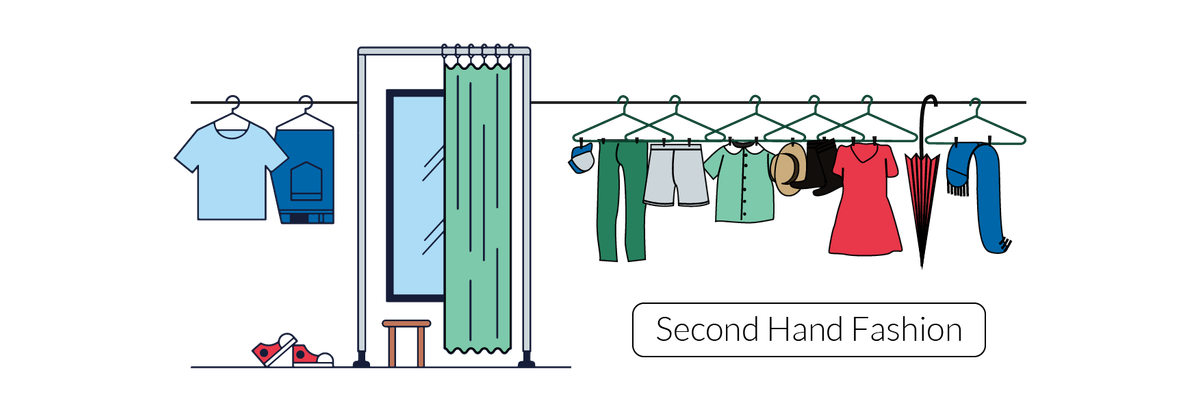 Illustration about shopping second-hand