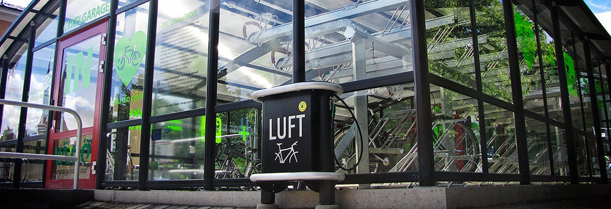 A bike-friendly workplace with a bike rack