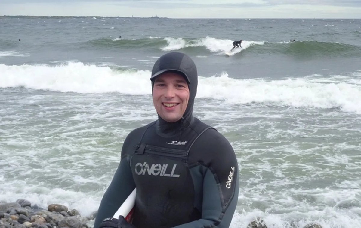 Robert Sabelström winter surfing in the Baltic Sea.