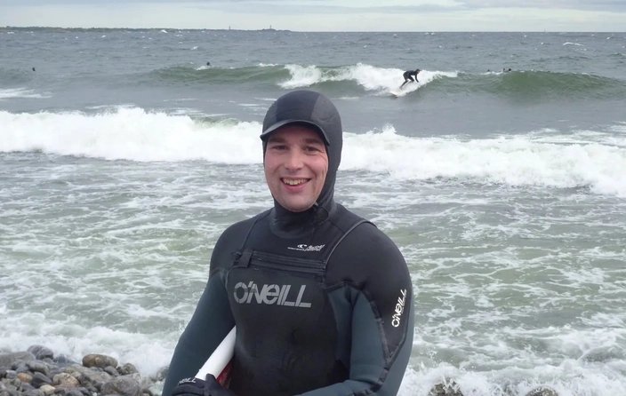 Robert Sabelström winter surfing in the Baltic Sea.
