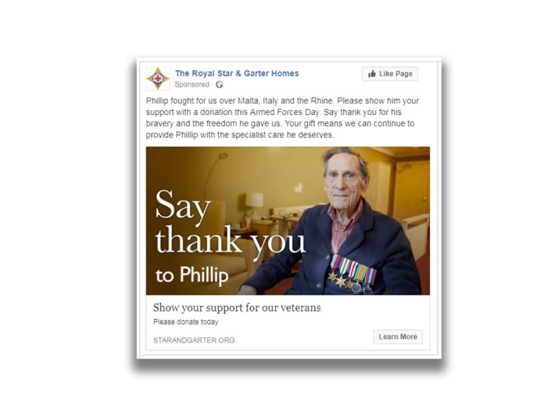 Royal Star & Garter - Social post mockup with a picture and the words "Say thank you to Phillip".