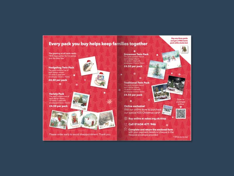 KSS Air Ambulance Christmas campaign mailer with Christmas themed pictures and donation messages.