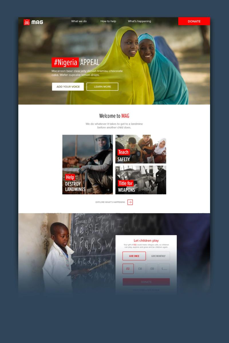 Mines Advisory Group website refresh design homepage partially faded out towards the bottom.
