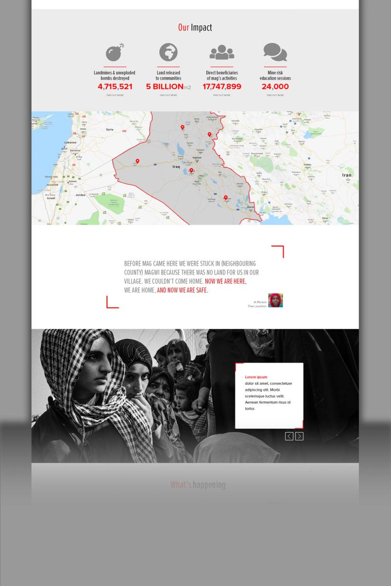 Mines Advisory Group website refresh Our Impact page partially faded out towards the bottom.