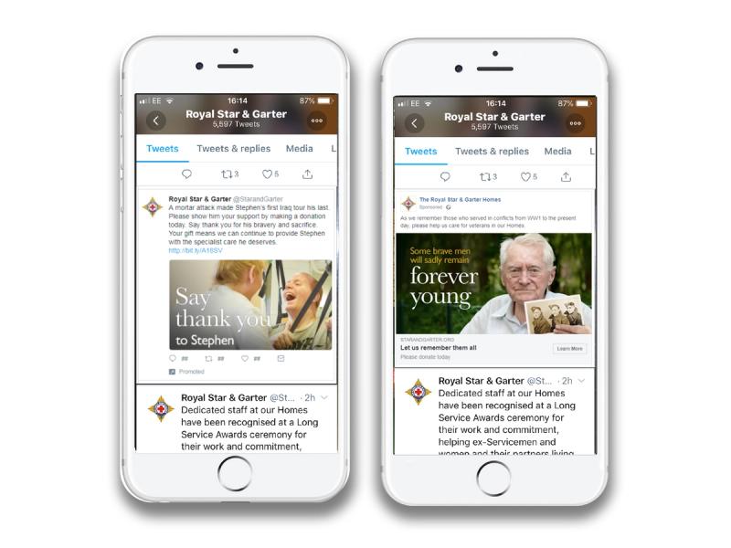 Royal Star & Garter - Mobile device mockups with social posts displayed on them