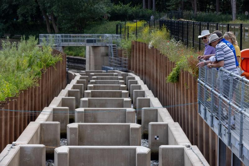 Canal & River Trust legacy engagement showing concrete riffles in a small canal section that is part of the Diglis Island event.