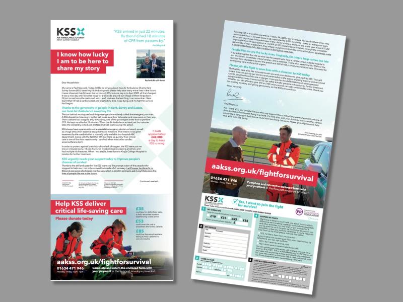 KSS Air Ambulance - I am 1 in 10 campaign donation letter and form images and donation messages.