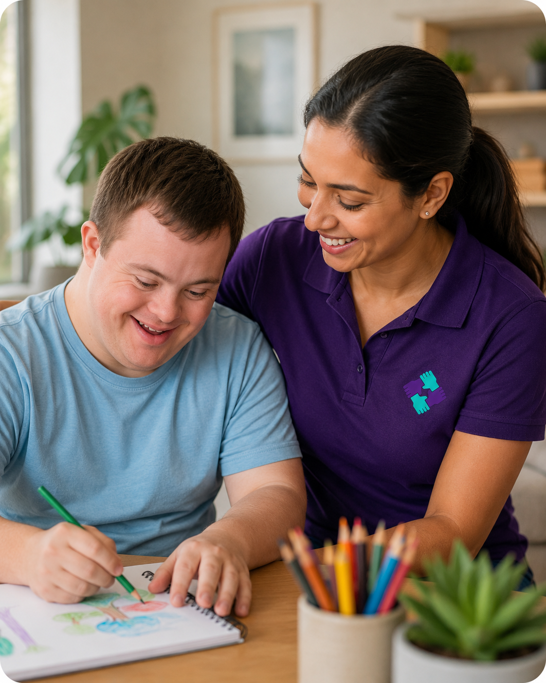 A support coordinator and participant working together