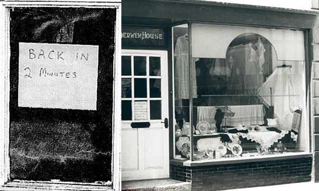 Sign left by Trevaline and Attic Antiques in 1990 (The Daily Mail)