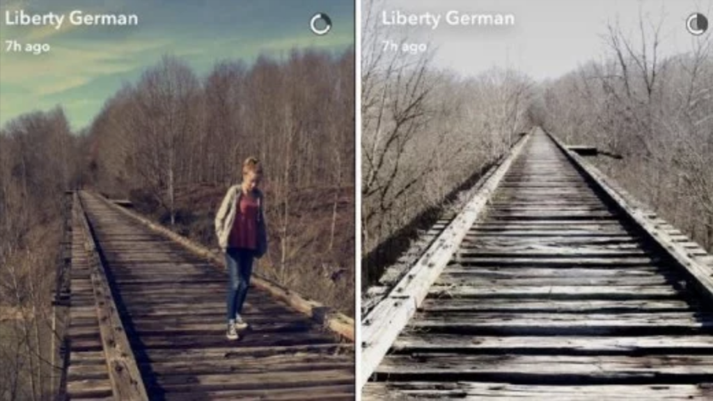 Libby's snapchat of Abby walking on the Monon High Bridge (news.com.au)