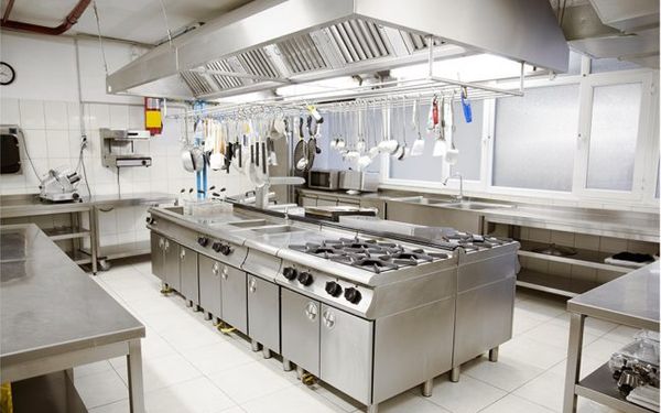 Modern commercial kitchen in Ireland with stainless steel catering equipment — professional setup for restaurants, cafes, and hospitality businesses