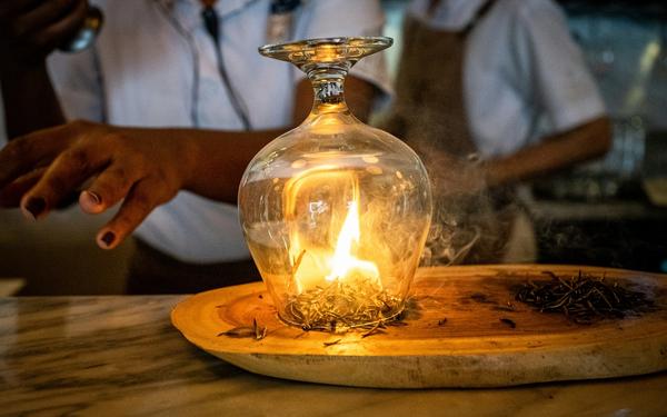 glass with burning inside 
