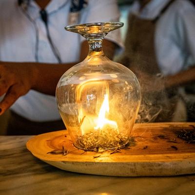 glass with burning inside 