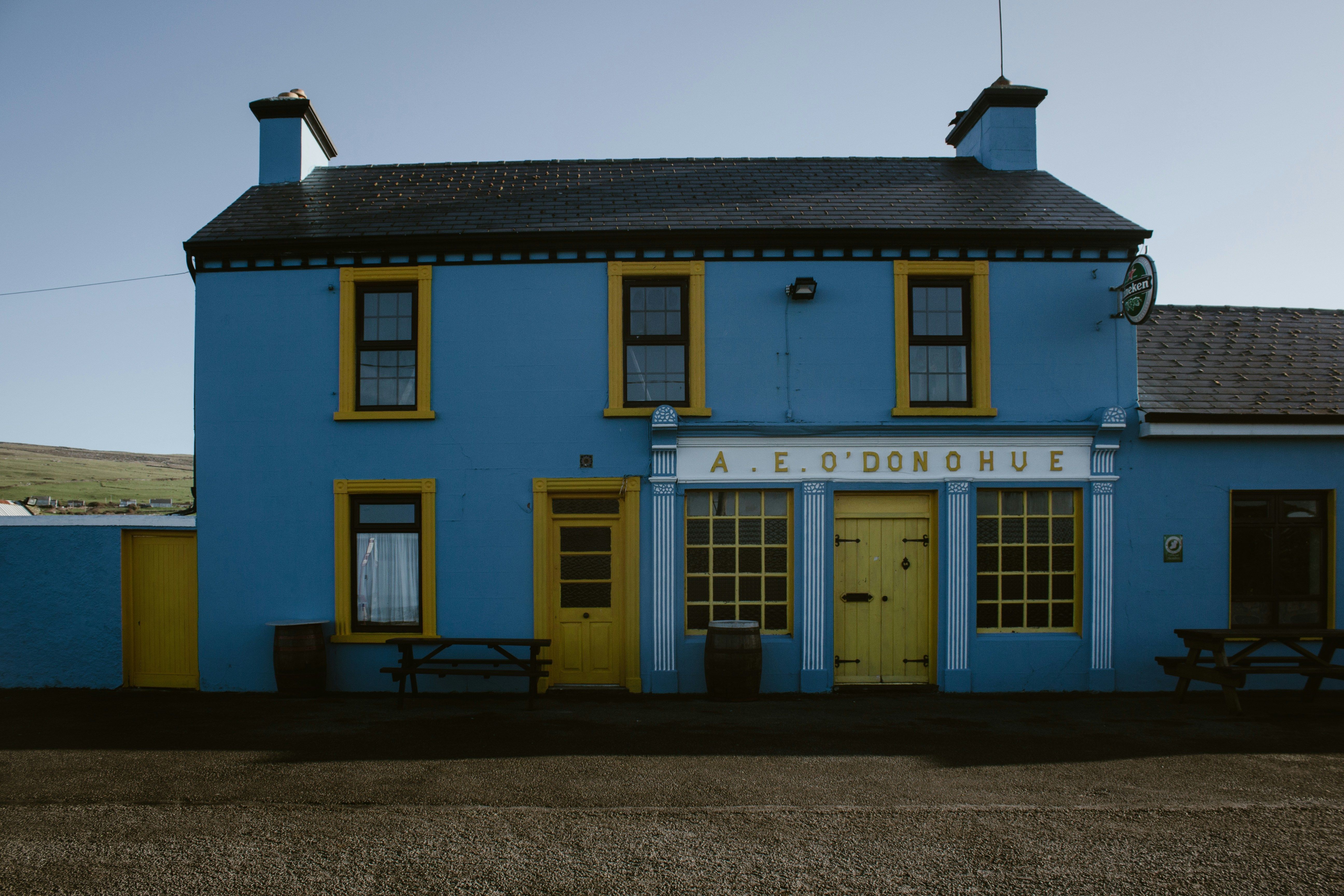 outside of an old Irish pub
