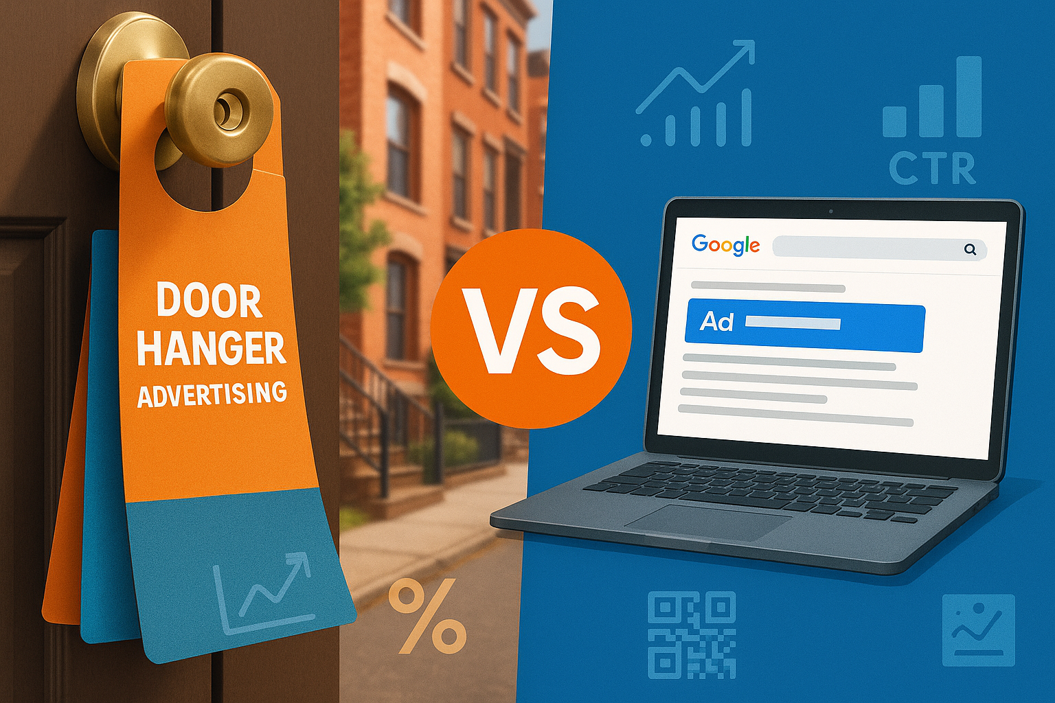 Door Hanger Advertising vs. Google Ads for Local Businesses: Which Channel Wins in 2025?