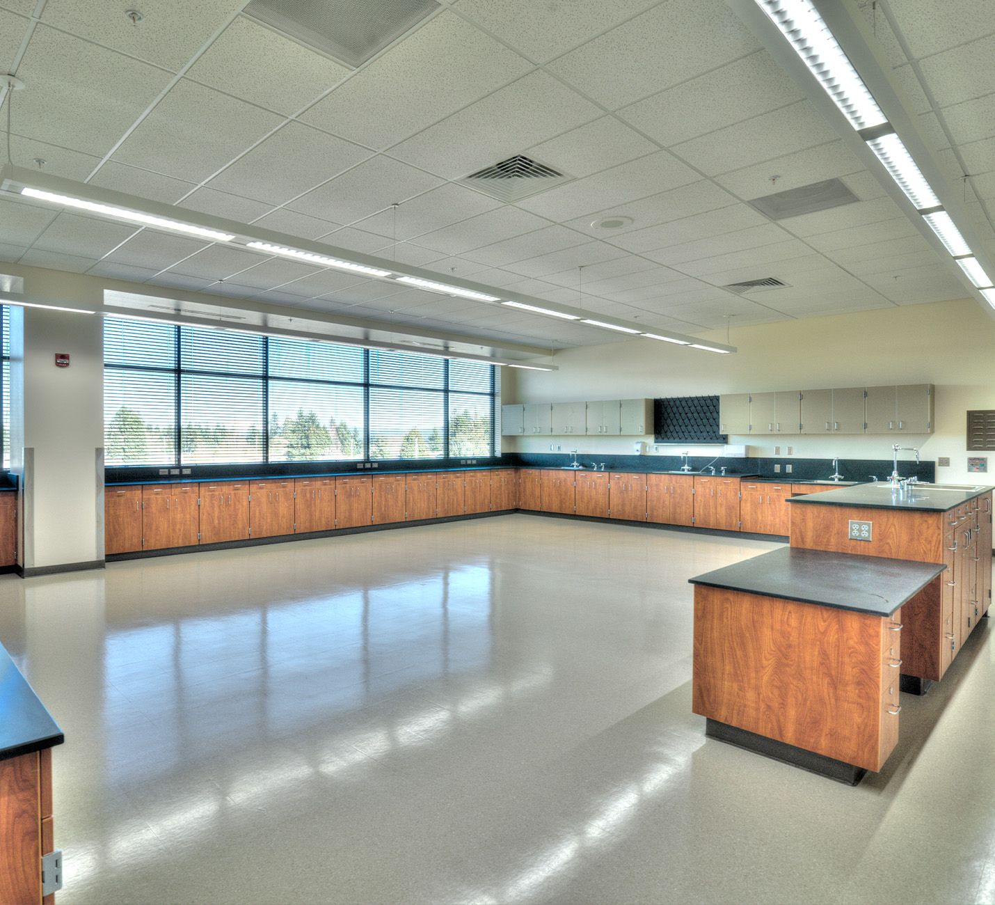 A large open science room at HeLe Highschool.