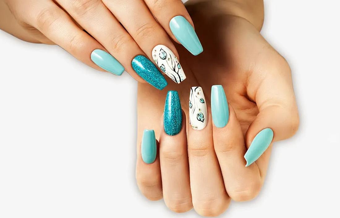 Acrylic Nail Extensions on a woman nails