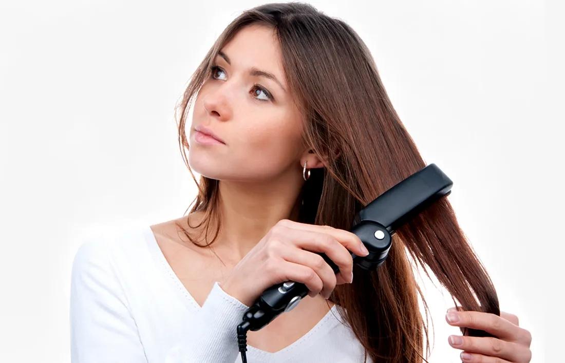 A girl Styling her Hair