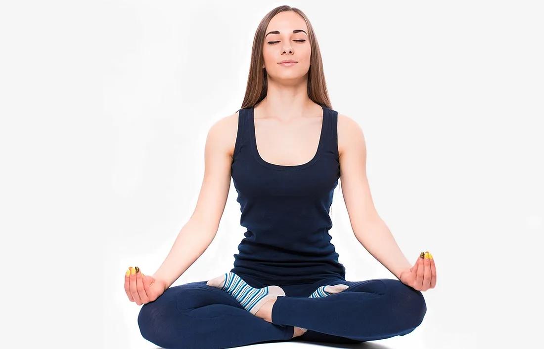 A girl doing yoga to avoid stress