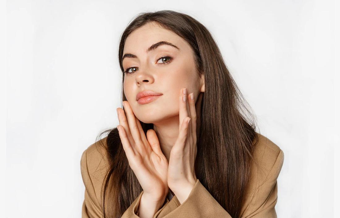 A woman with beautiful face after a facial care
