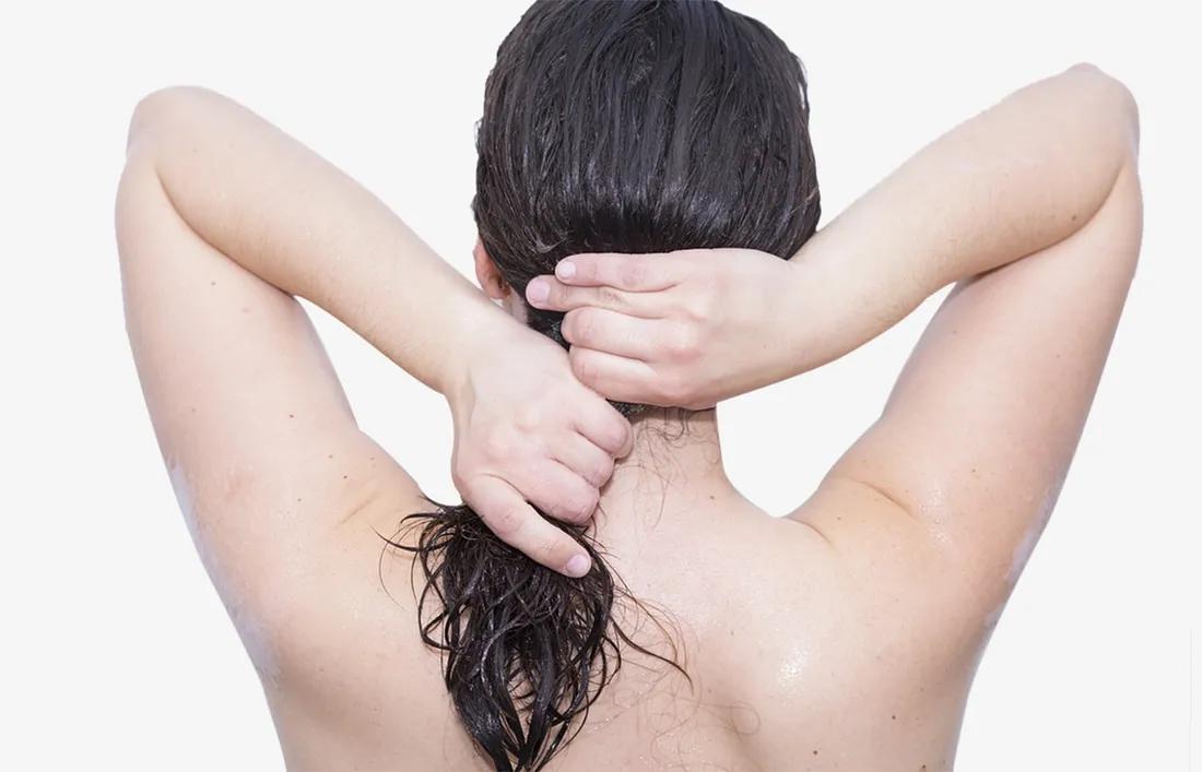A girl washing her hair