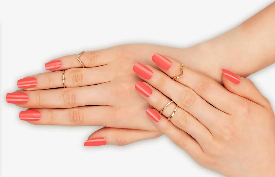 Dip Powder Nail Extensions on a woman hands
