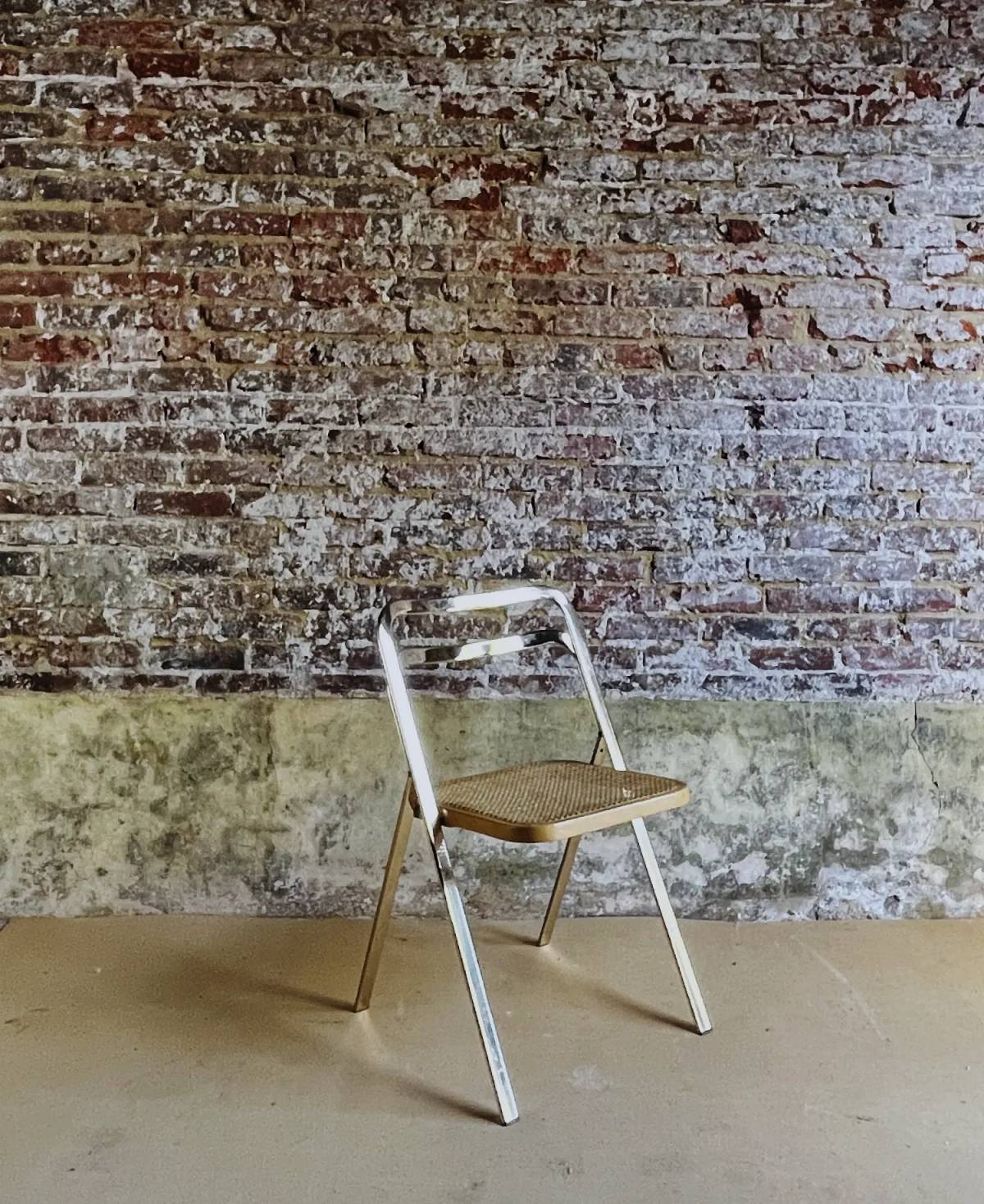 Giorgio Cattelan for Cidue brass modernist foldable chairs, view 6